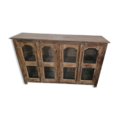 Ancien buffet vitré en teck birman