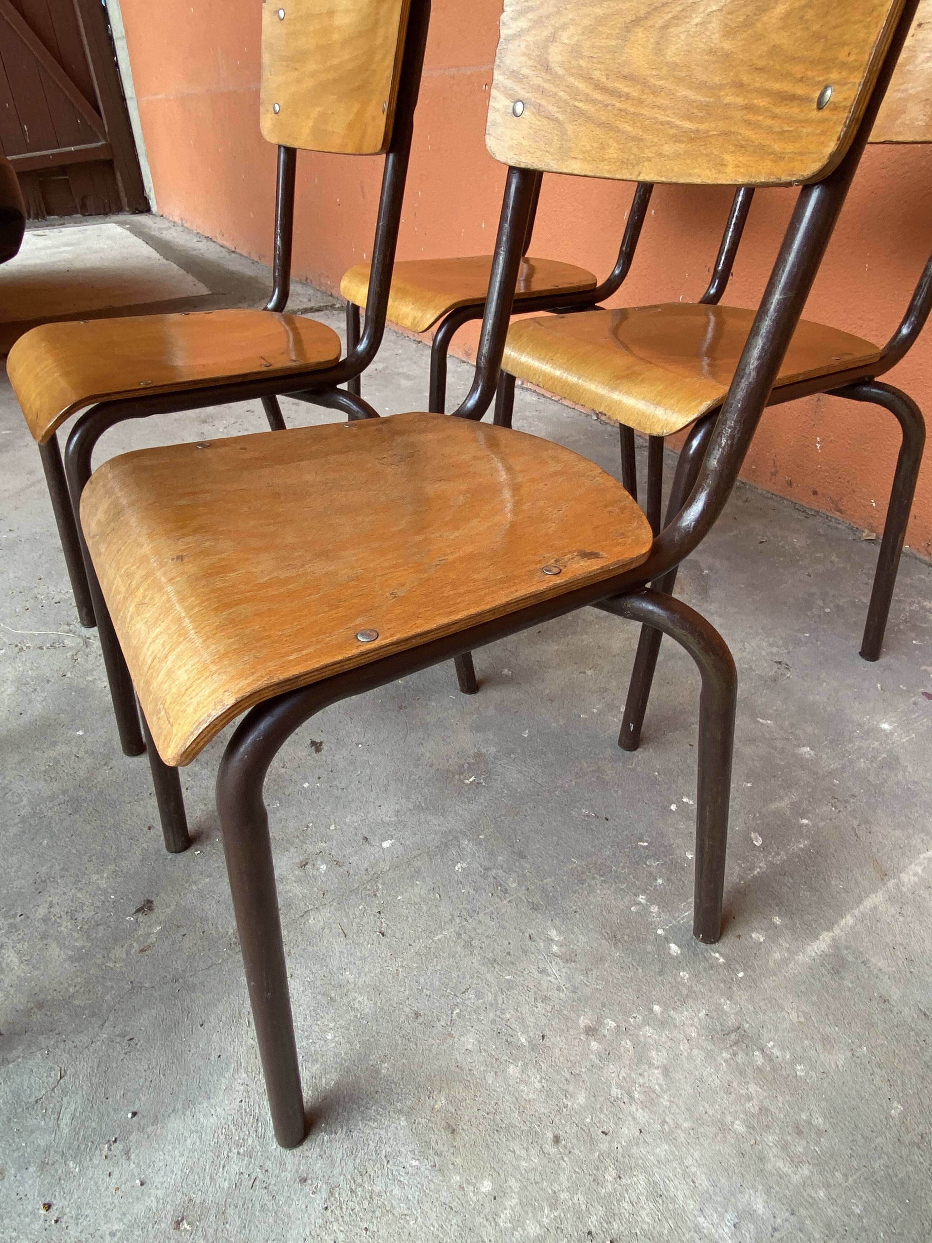 6 chaises école Mullca vintage 60s
