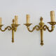Old pair of wall sconces pot à feu, bronze with 2 candles, year 50 60