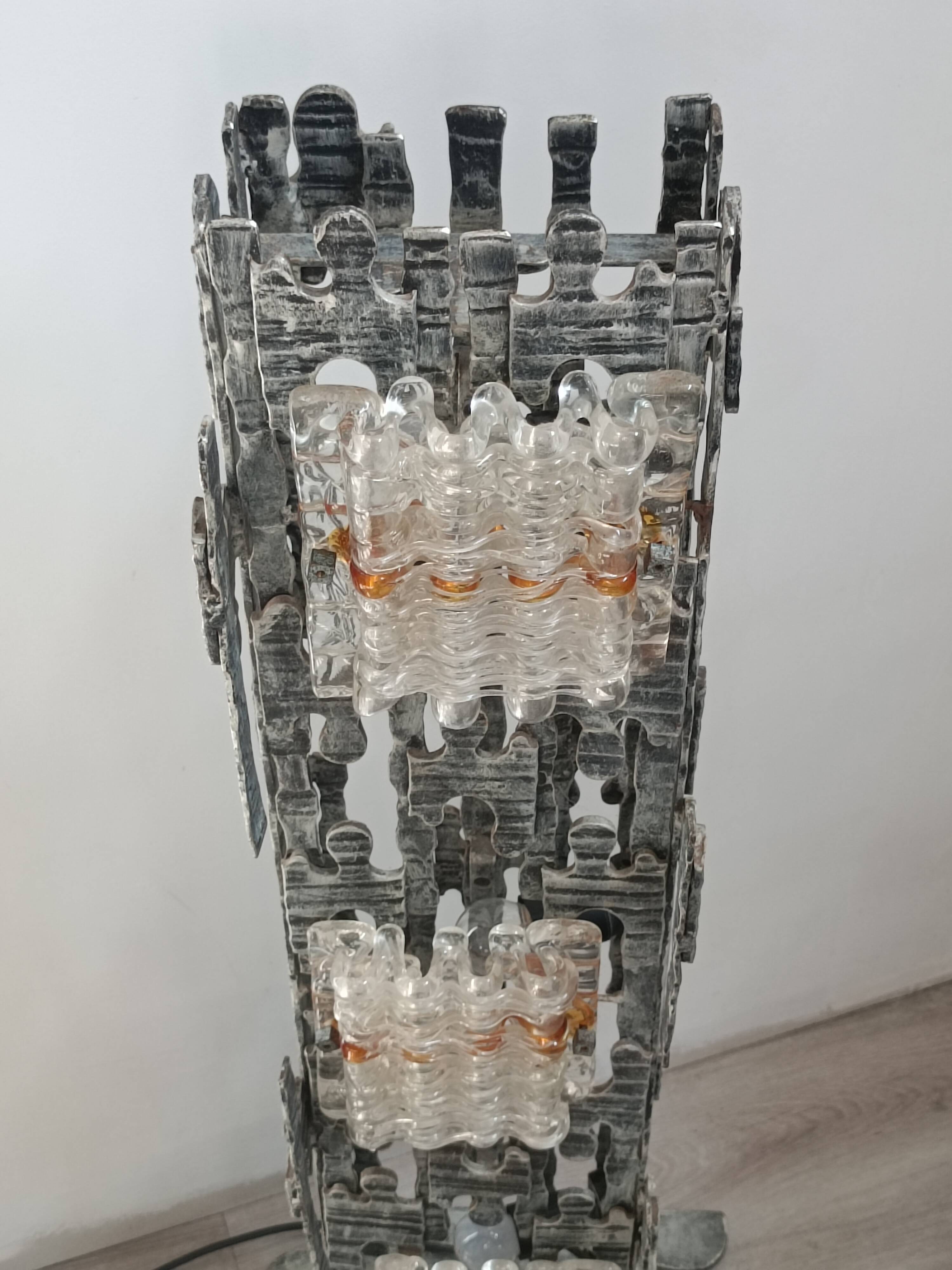 Brutalist sculptural floor lamp by Albano Poli for Poliarte 1970s