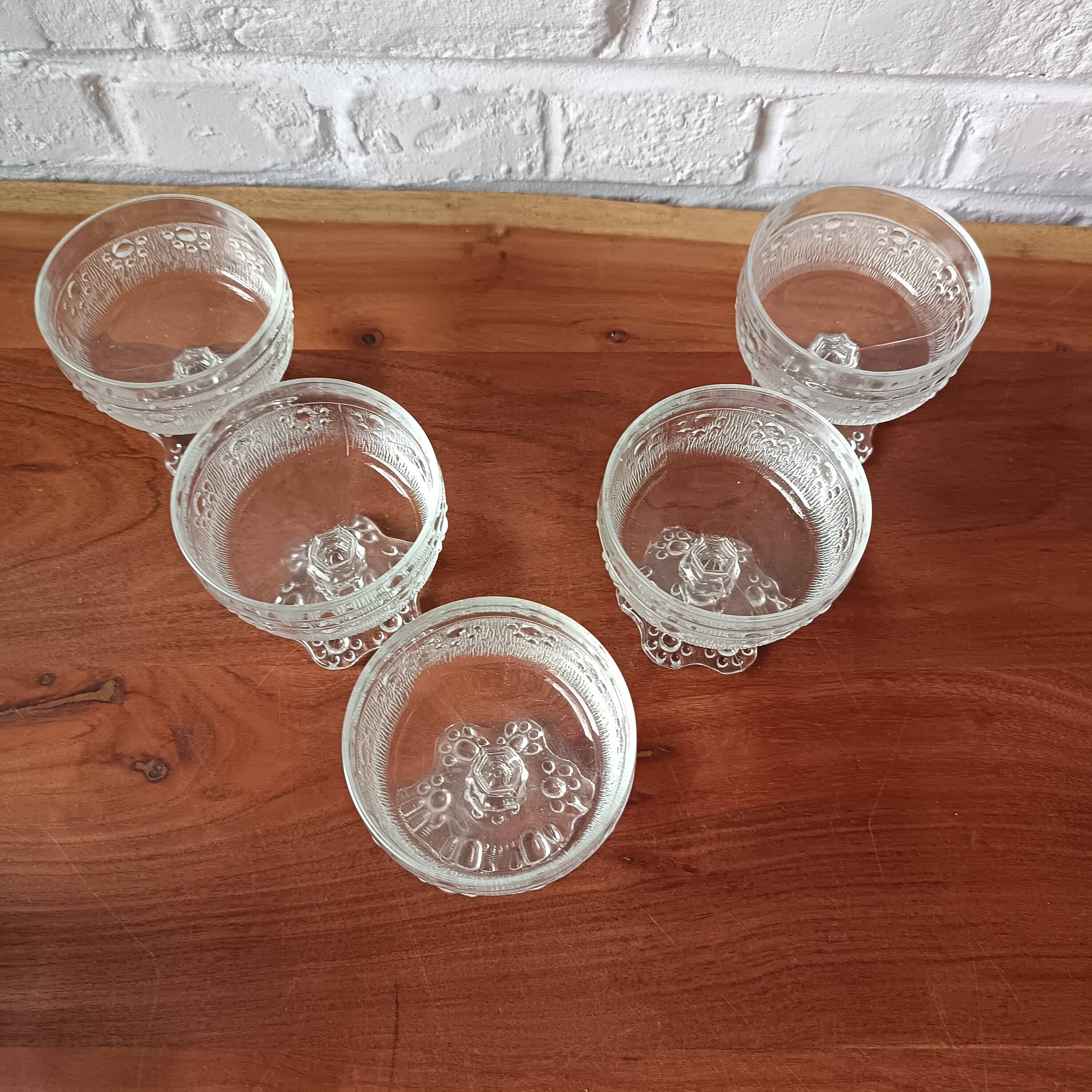 5 vintage footed cups for ice cream cocktails