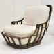 Fauteuil en rotin & laine vintage