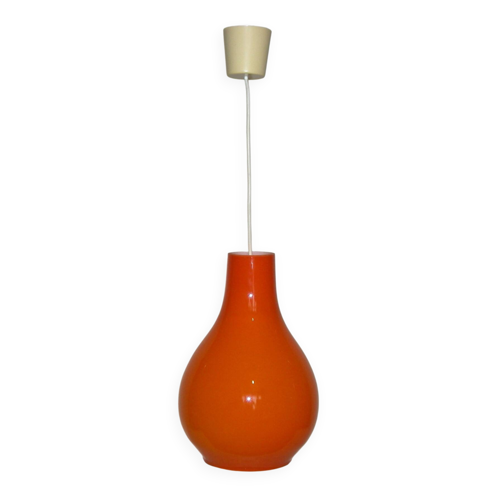 Orange teardrop pendant light from the 1970s