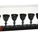 BOX OF 6 HARCOURT BLACK CRYSTAL GLASSES BY BACCARAT FROM STARK