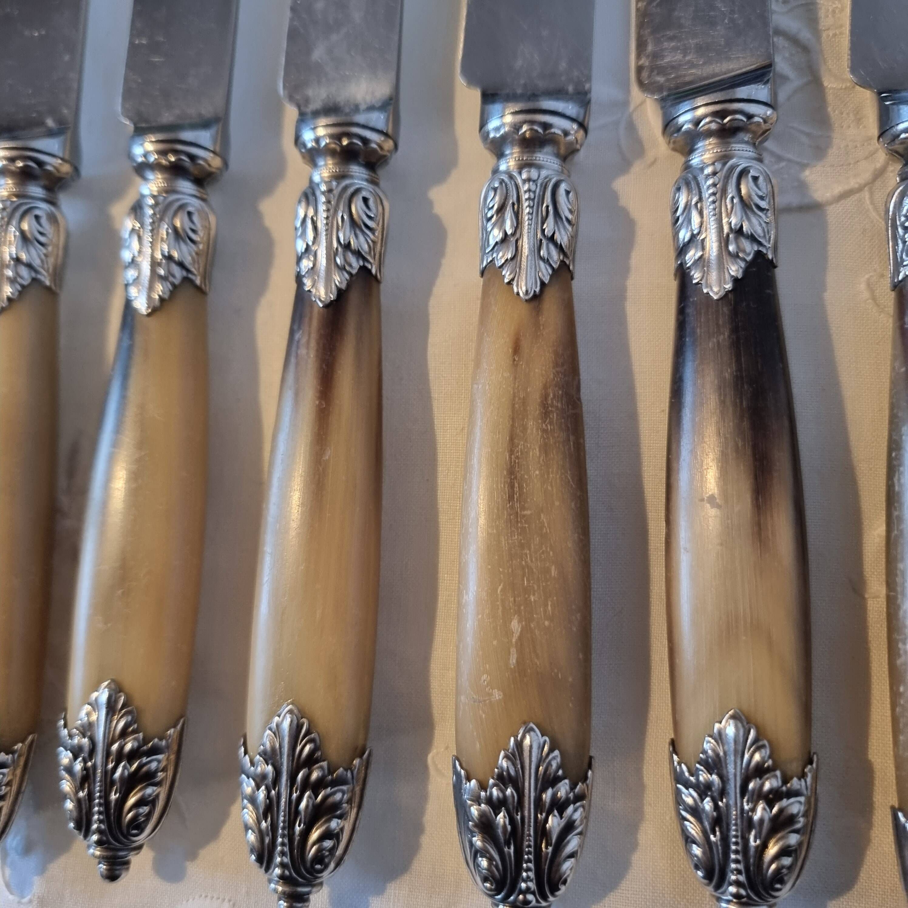Exquisite set of twelve antique Art Nouveau knives (6+6)