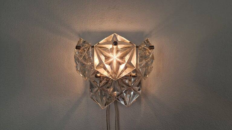 Rare Midcentury Glass Wall Lamp in Style of Kinkeldey, 1960s.