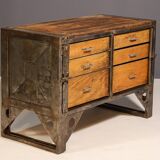 Industrial iron chest of drawers from the 1950s, Czechoslovakia
