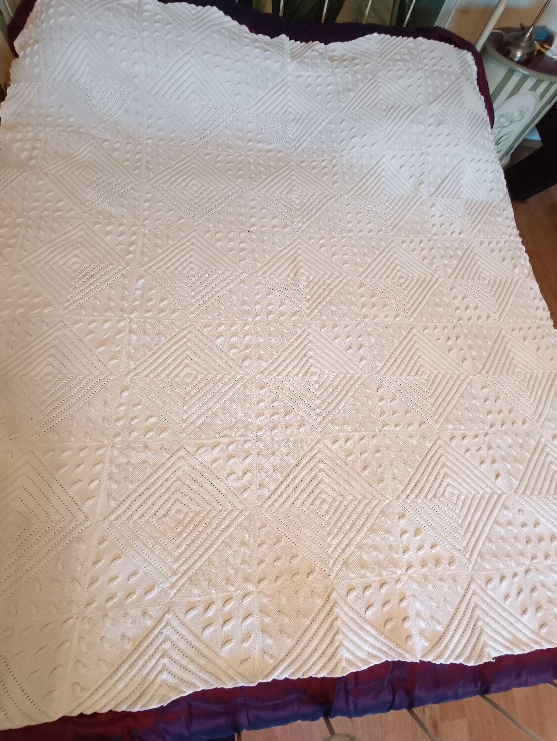 Bedspread or knitted plaid - cotton