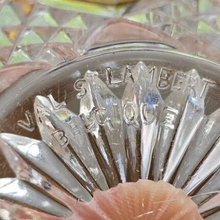Boîte en cristal ambre et transparent Val Saint-Lambert Art déco