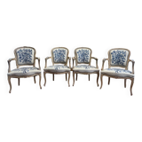 Suite of 4 Louis XV style convertible armchairs
