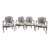 Suite de 4 fauteuils cabriolets de style Louis XV