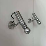 Pair of vintage adjustable wall lights, chromed metal, France 1970
