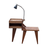 Industrial wood furniture, furniture with integrated lamp, trade furniture, industrial, compass feet