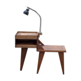 Industrial wood furniture, furniture with integrated lamp, trade furniture, industrial, compass feet