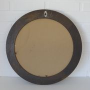Large Vintage Wall Mirror Turned Oak Wood Round Vanity Mirror Rustic