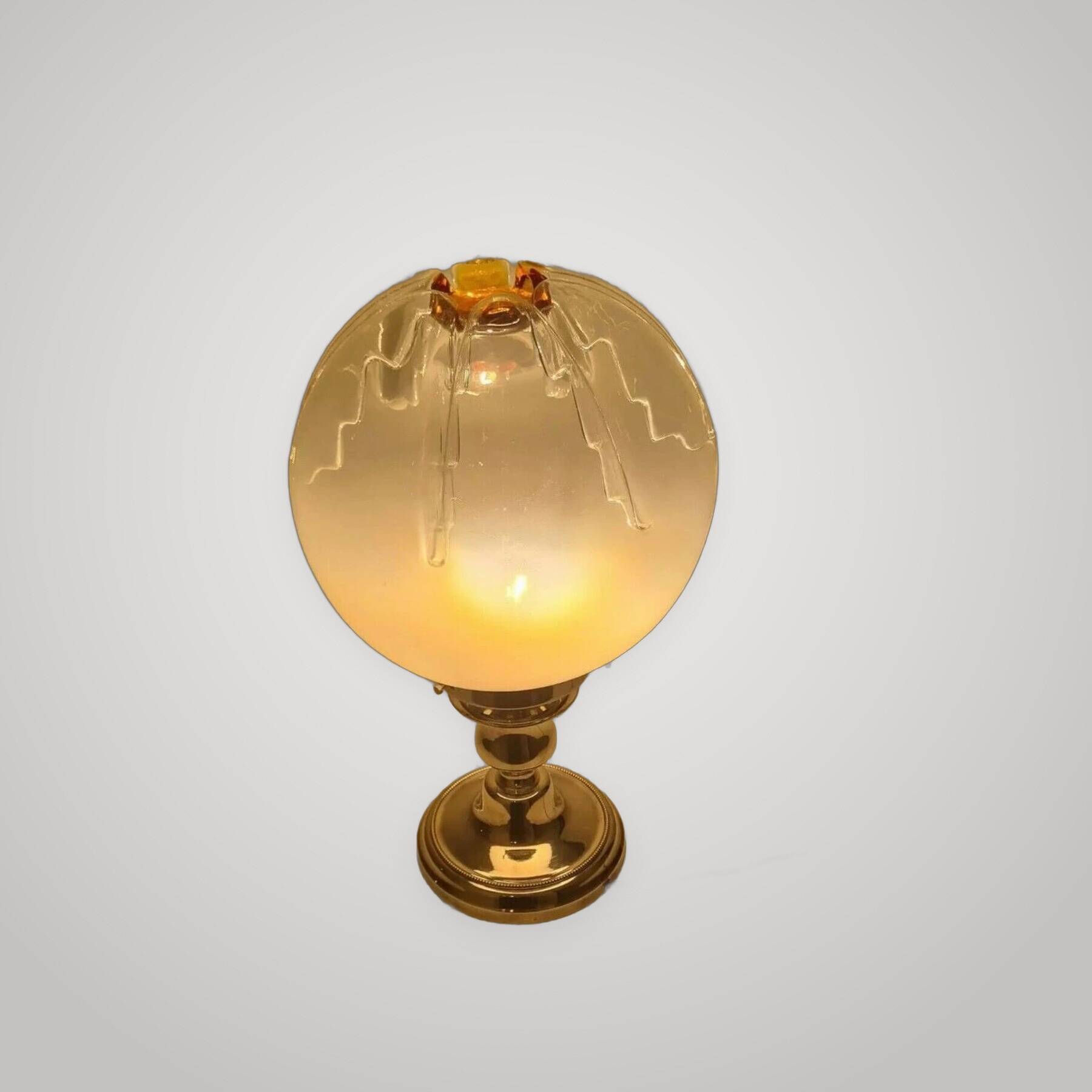 Italian Murano glass lamp, silver metal by Toni Zuccheri for Mazzega.
