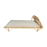 Rattan bed 2 people with metal box spring