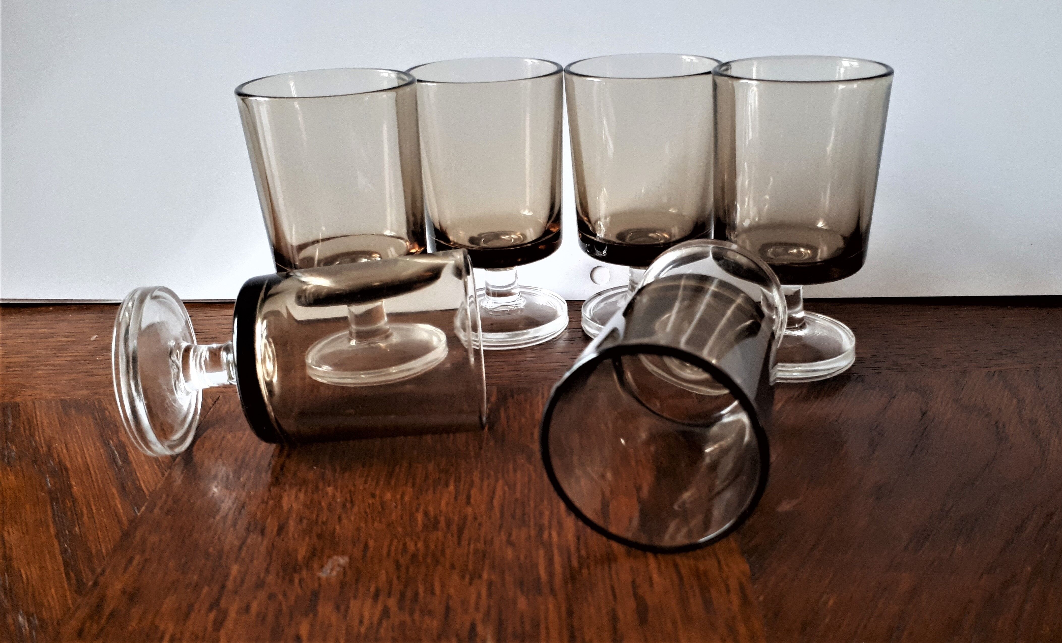 LUMINARC smoked glass liquor glasses