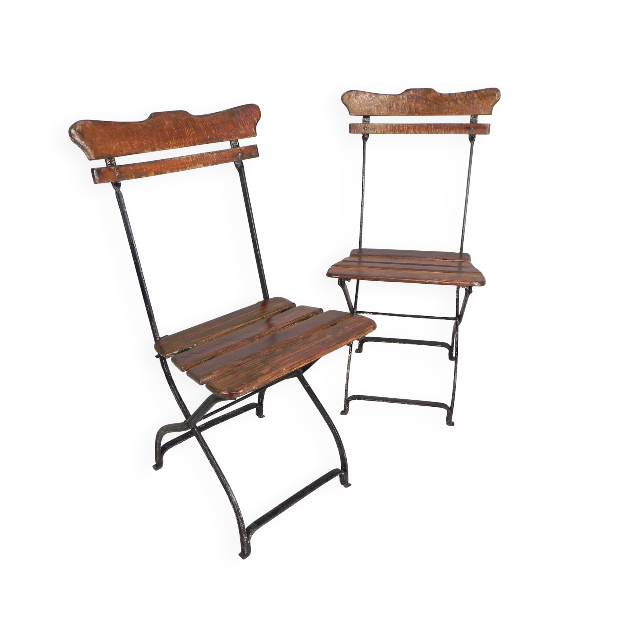 Set of 2 folding chairs, garden chairs, 1930s