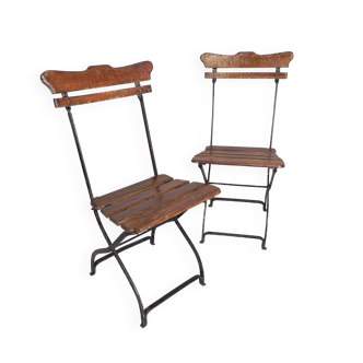 Set of 2 folding chairs, garden chairs, 1930s