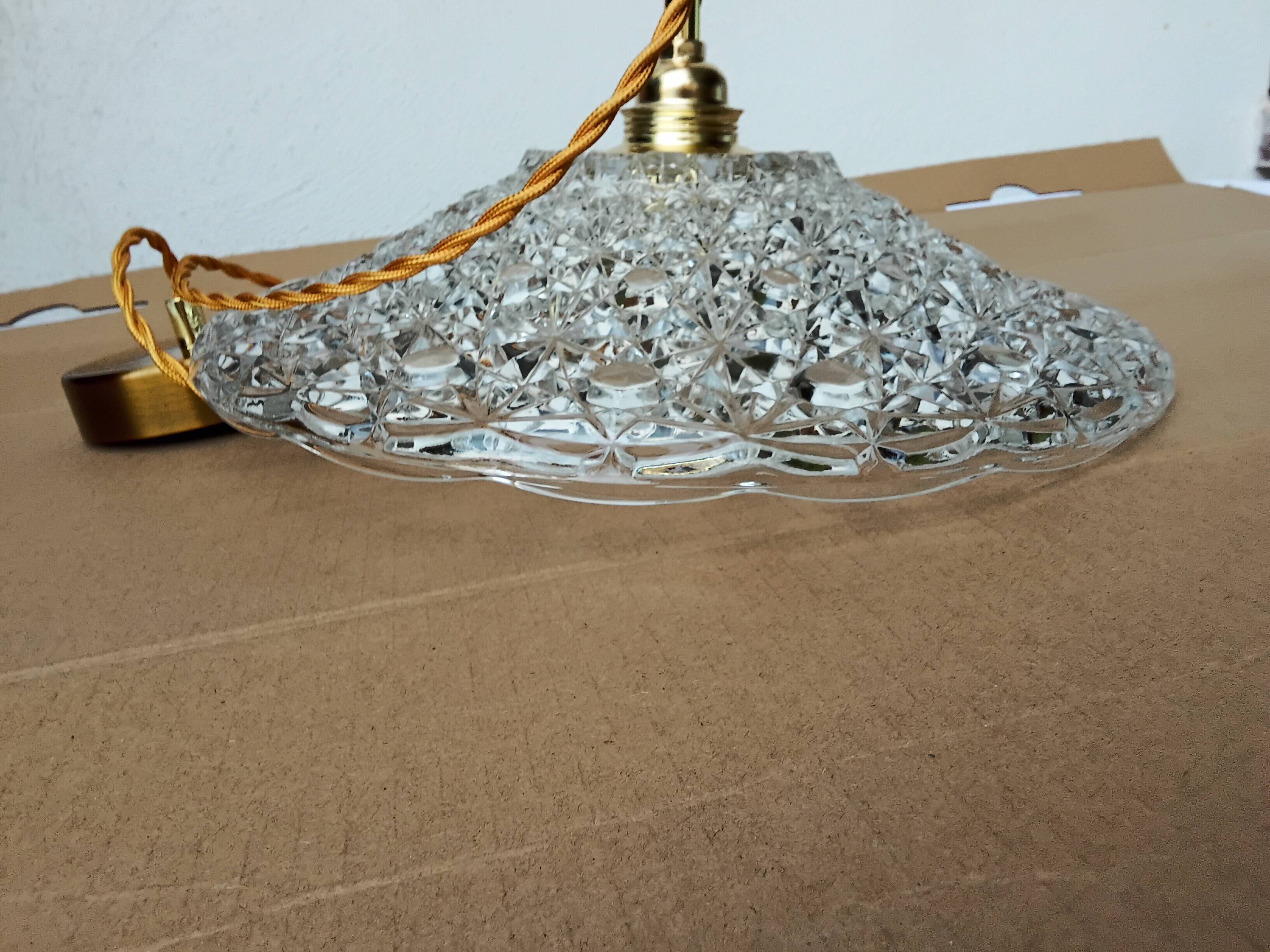 Vintage chiseled glass pendant light