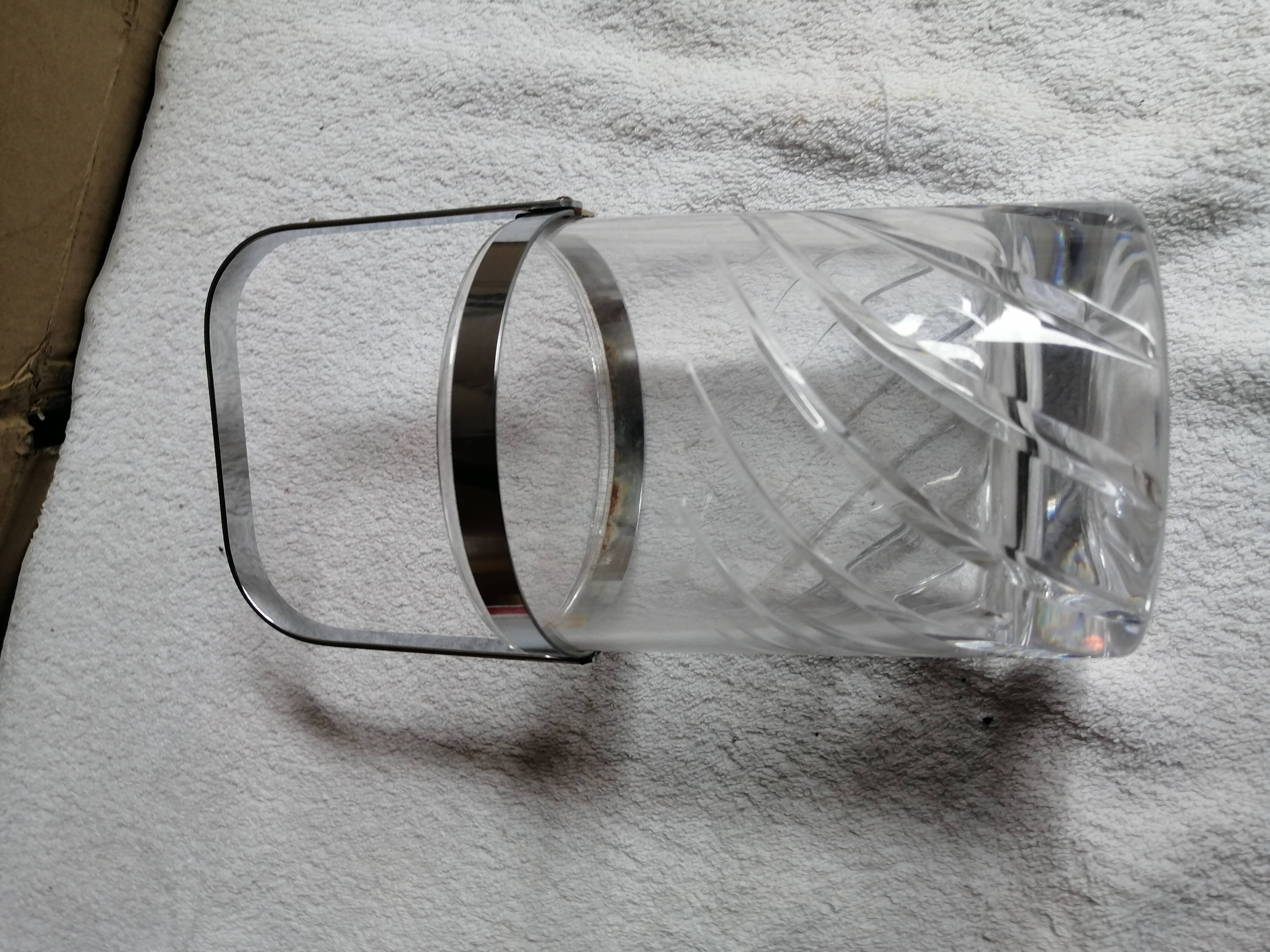 Glass and metal ice bucket