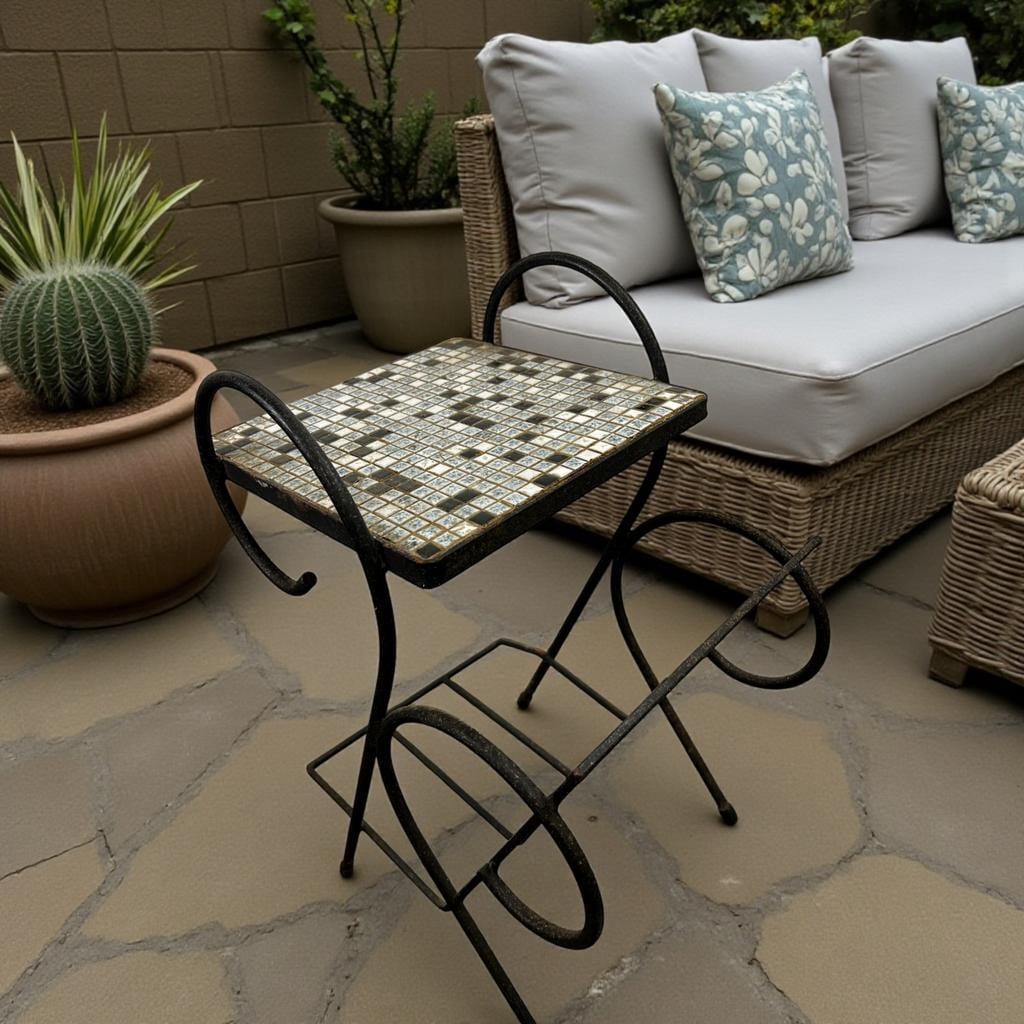 Vintage side table with tiles / plant table / bedside table