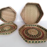 Two woven natural fiber boxes