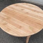 Round extendable dining table Louis Philippe stripped in solid cherry wood 1