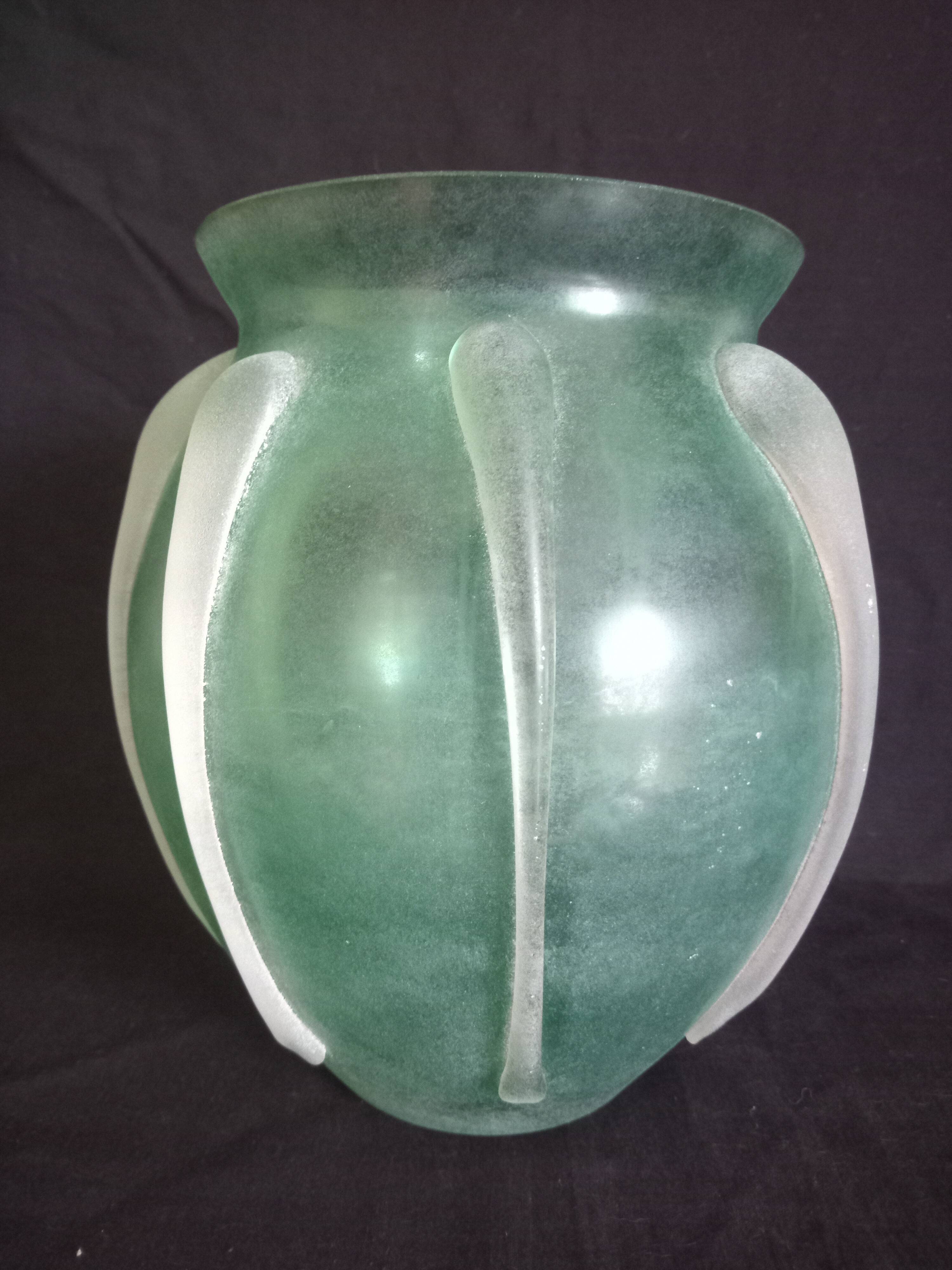 Vase in mint green glass paste, very decorative