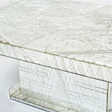 Rare coffee table in mosaic of mirrors by Daniel Clément around 1970