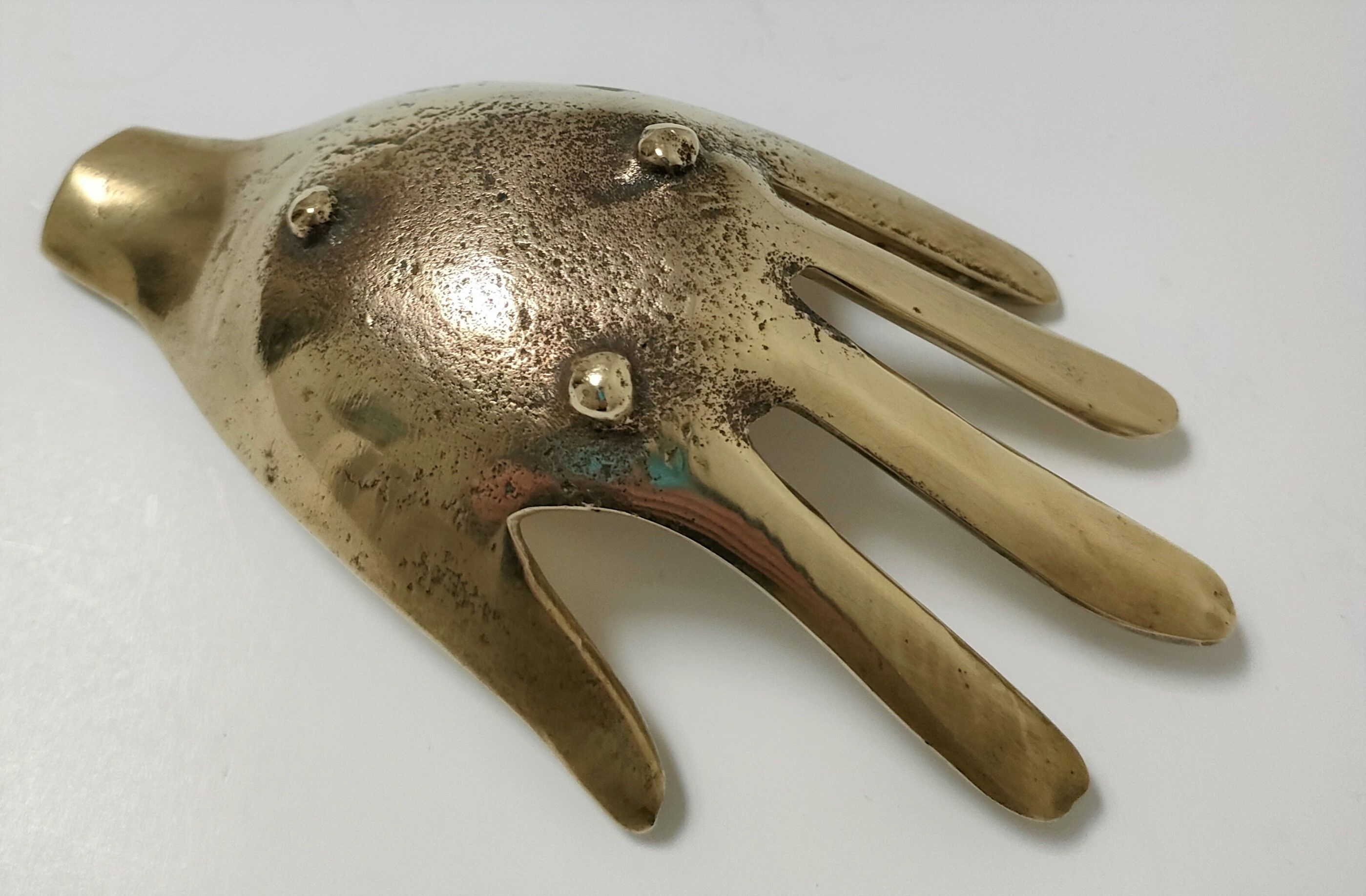 Hand bronze gilded ashtray design 70s