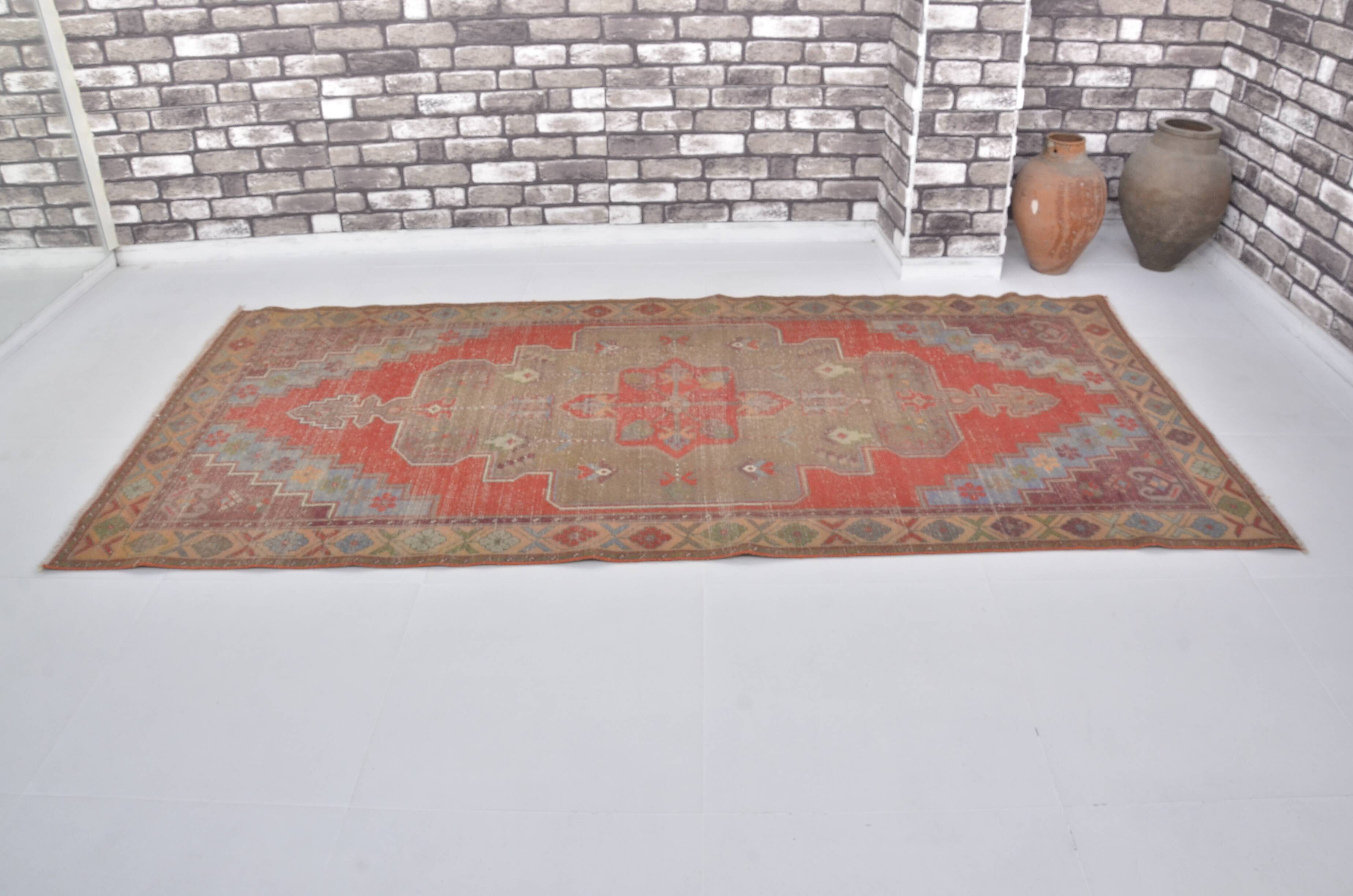 Red & Beige Turkish Handmade Rug sku 2406