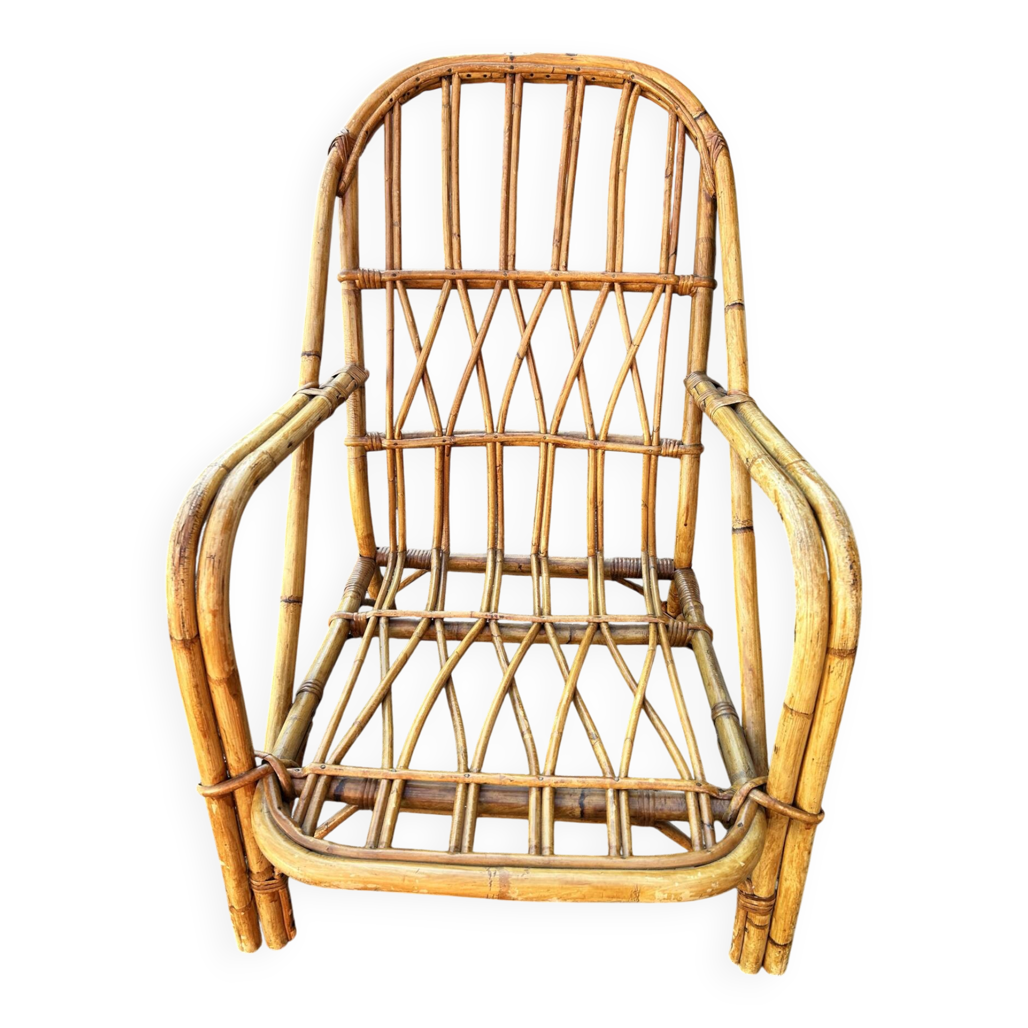 Bonaudi vallauris rattan lounge chair - 1950s/60s