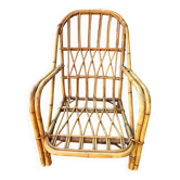 Fauteuil lounge rotin bonaudi vallauris - années 50/60