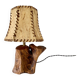 Wooden lamp, new fabric cable, cardboard lampshade
