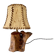Wooden lamp, new fabric cable, cardboard lampshade