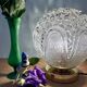 Lampe à poser globe vintage en verre moulé