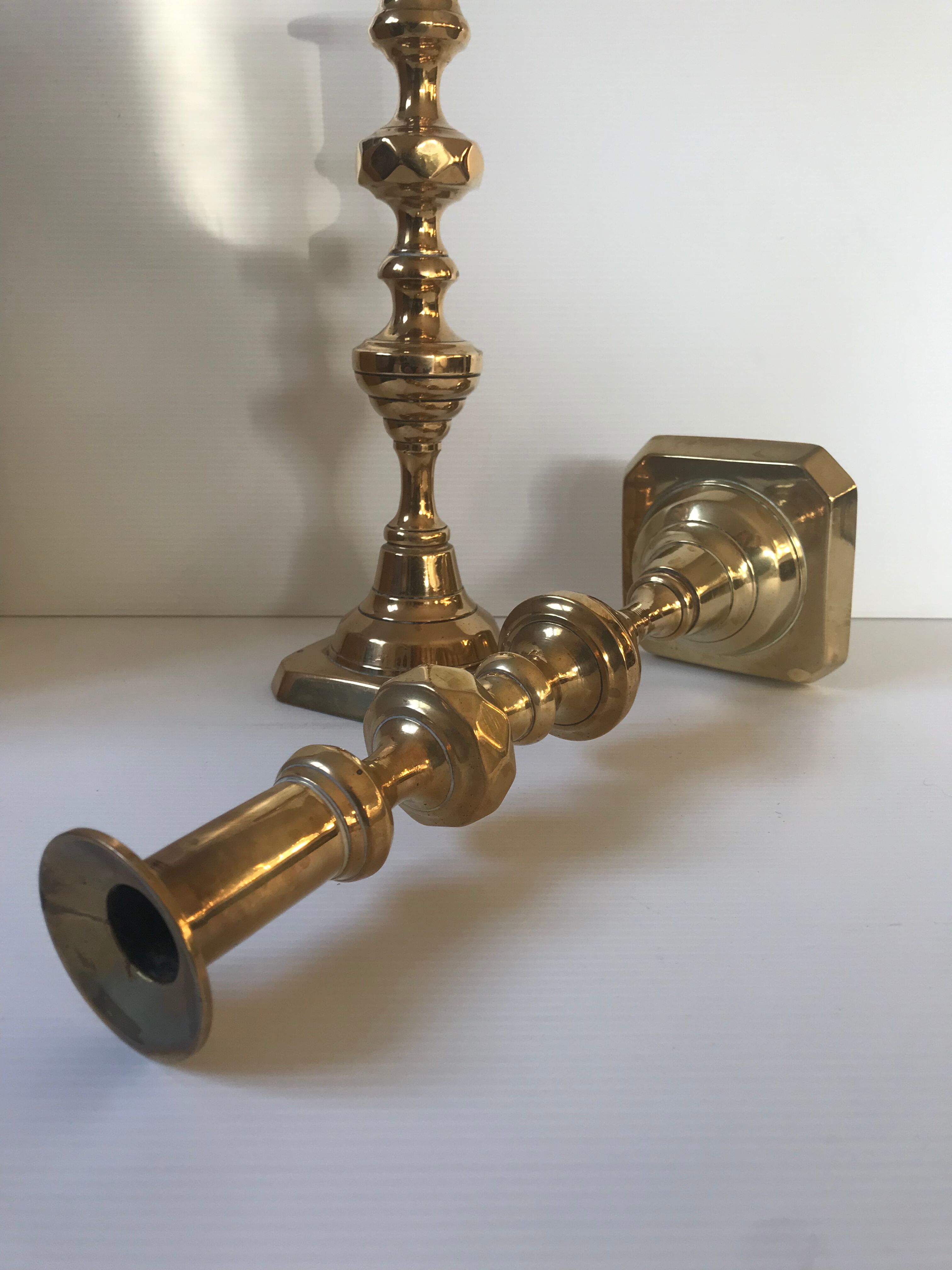 Pair of Victorian candle holders in gilded bronze
