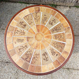 Round herbarium coffee table, vintage 60s