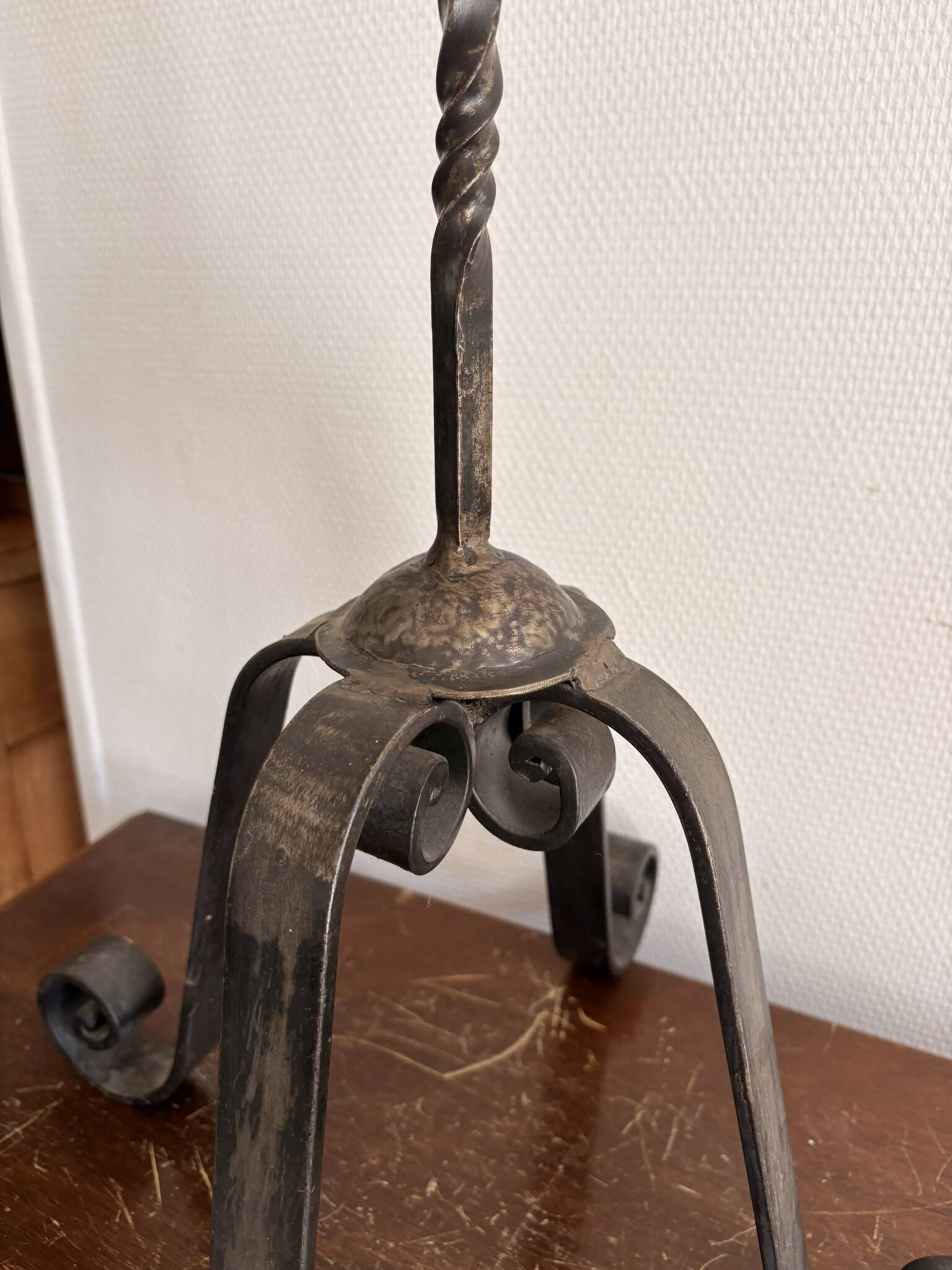 Candelabrum Chandelier Candle Holder Three Arms Light Wrought Iron 1940 Gothic