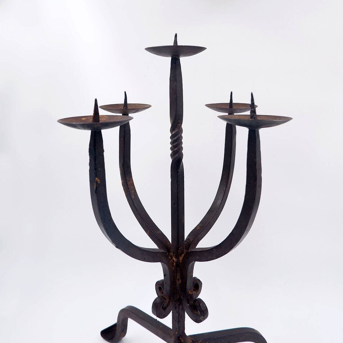 Vintage 5-arm wrought iron candle holder - 1970s