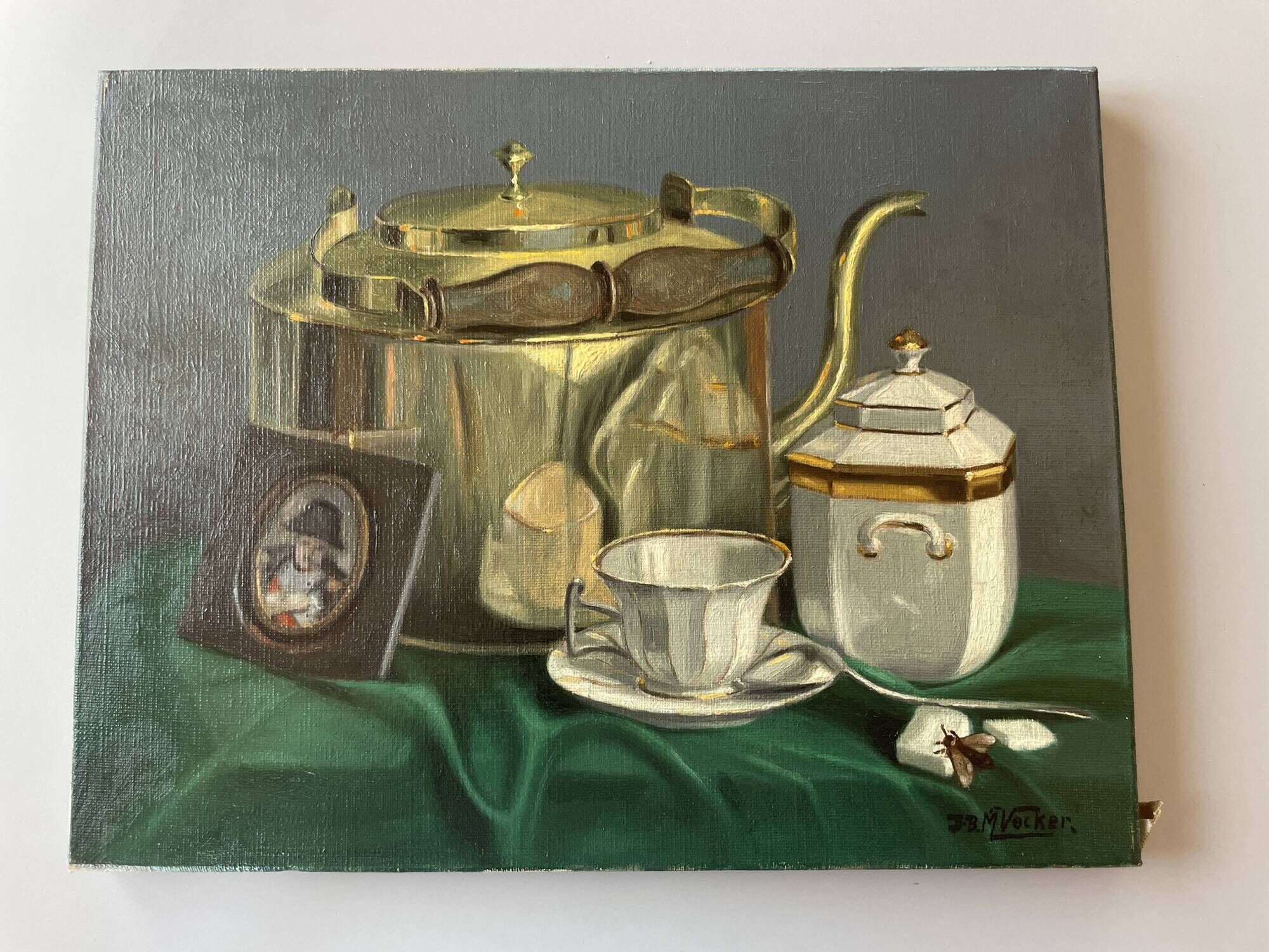 Oil painting on canvas jb maurice vecker (1896-1998) still life