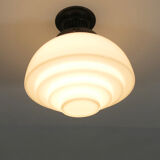 Stairs lamp in Art Deco style with opaline glass and brass