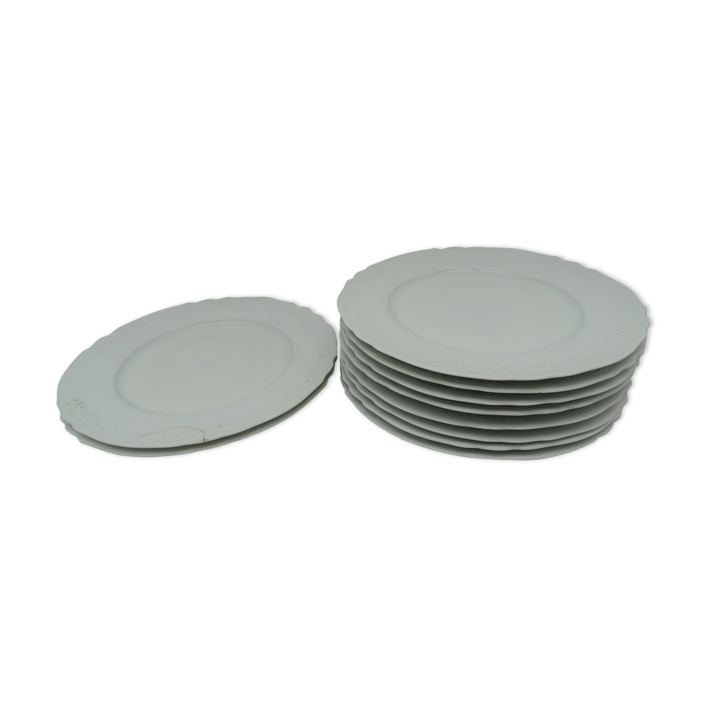 Set de 10 assiettes plates blanches Limoges