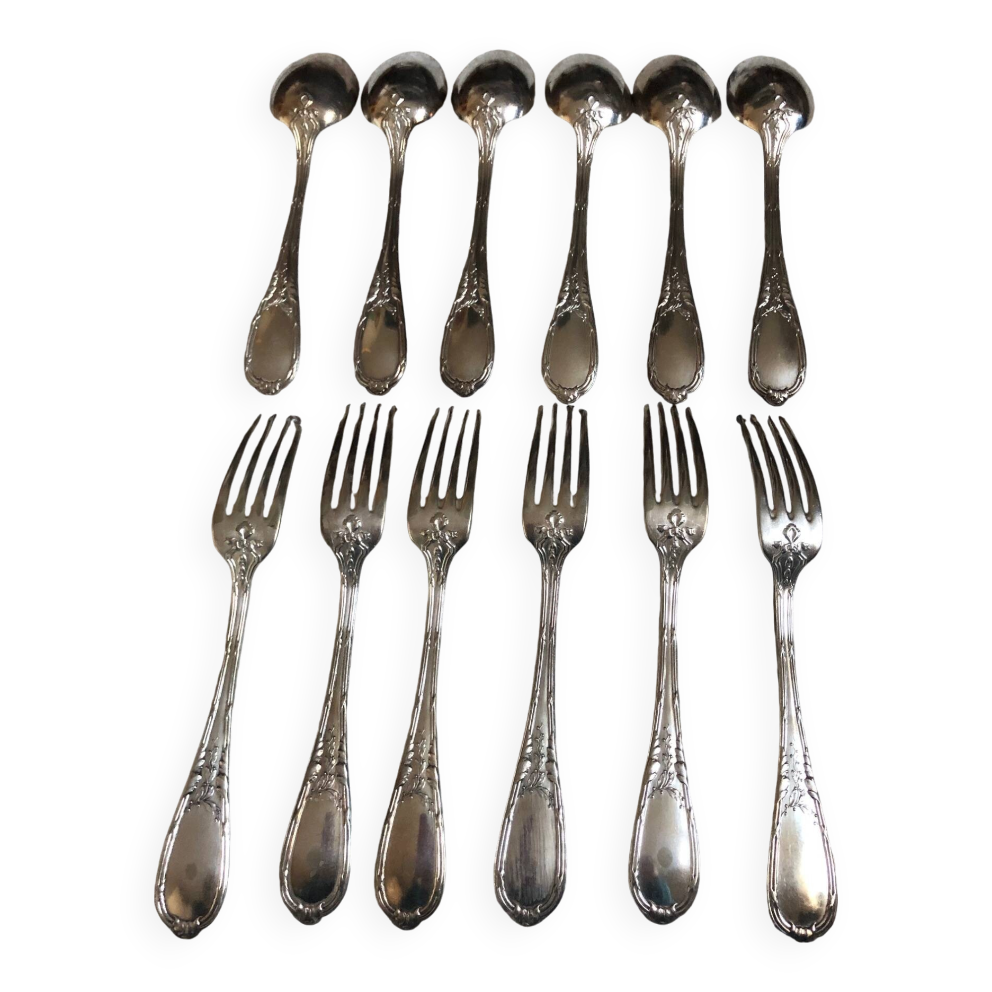12 silver-plated metal cutlery sets 84 gr, ERCUIS