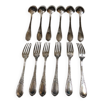 12 silver-plated metal cutlery sets 84 gr, ERCUIS