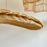 Rattan suspension or shade in the shape of a braided undulating circular tray d:80