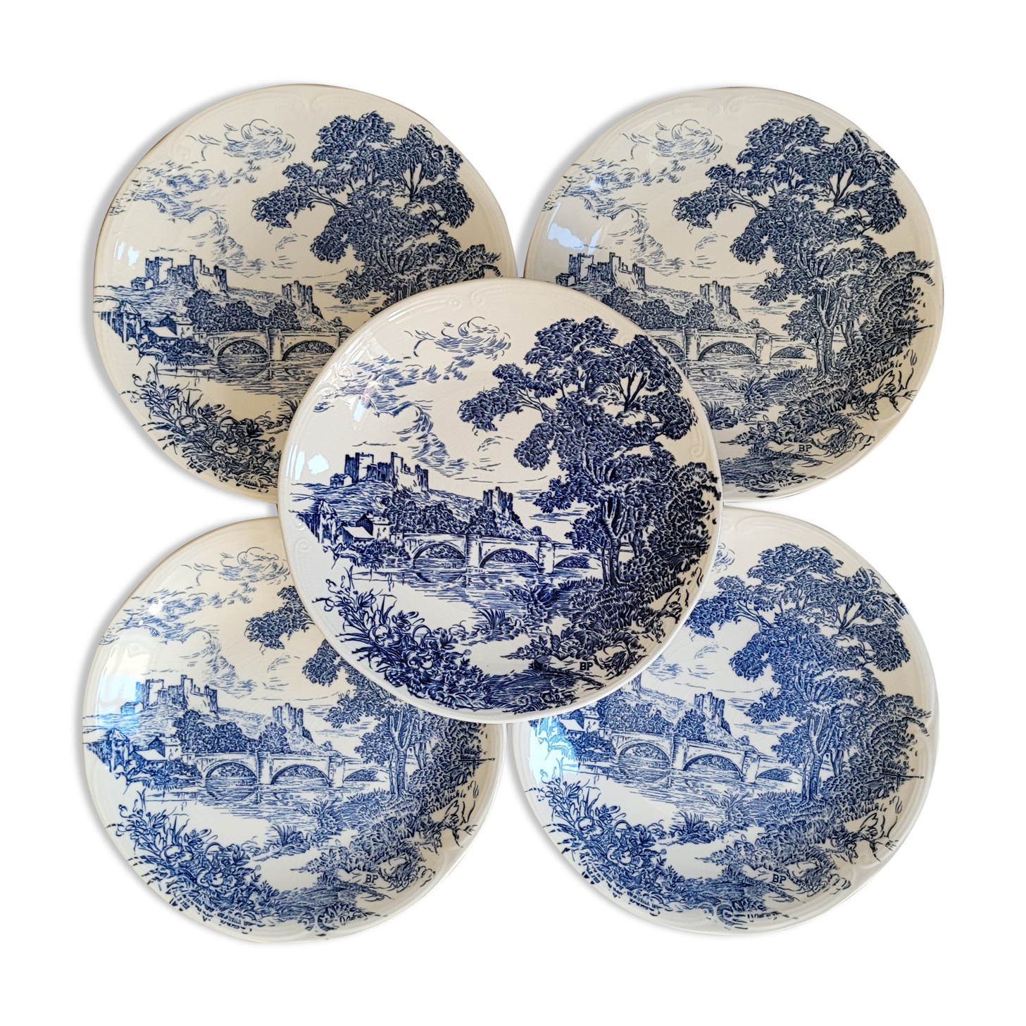 Set 5 flat plates Gien BP
