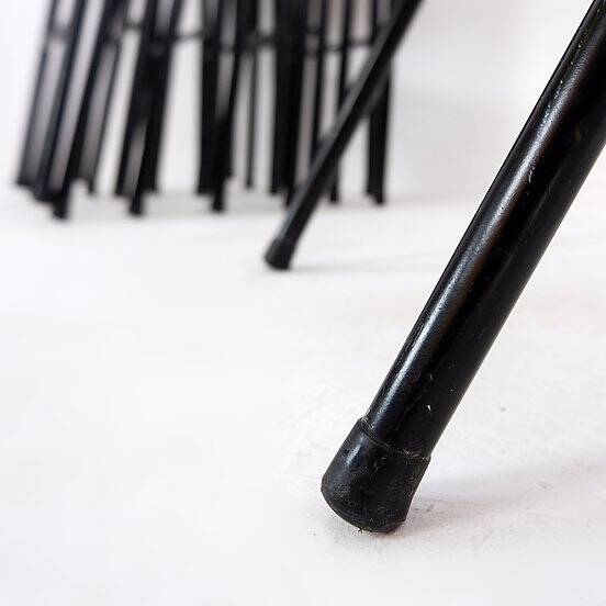 Vintage Set of 7 folding chairs in metal and wood - 1960s